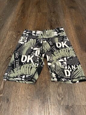 DKNY Black and Olive Graphic womens Athletic biker Shorts